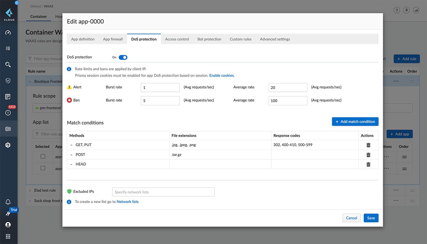 应用 DoS 保护的图像